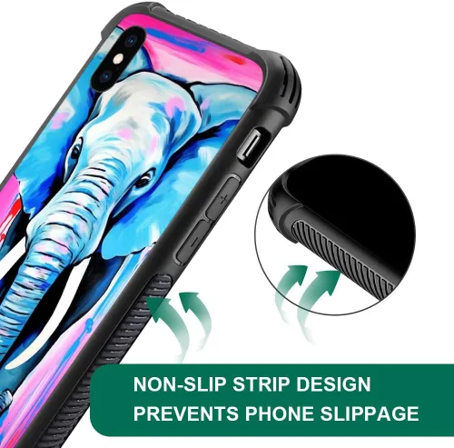 Vista 5 de Funda compatible con iPhone XR, diseño de elefantes africanos para niñas, diseño de patrón a prueba de golpes, antiarañazos, carcasa trasera