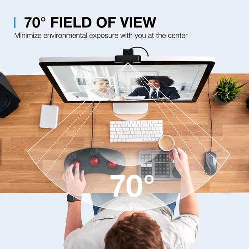 Vista 6 de EMEET C960 - Cámara web USB 2K QHD, 2 micrófonos con reducción de ruido y tapa de privacidad, enfoque automático TOF, plug and play
