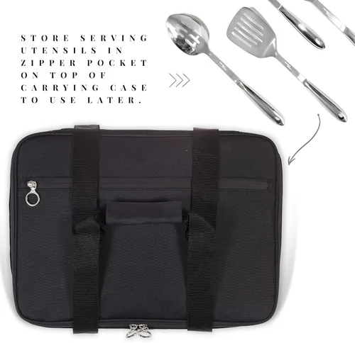 Vista 5 de Estuche de transporte aislado para almacenamiento de alimentos fríos o calientes, perfecto para comidas comidas, fiestas, picnics y comidas al aire
