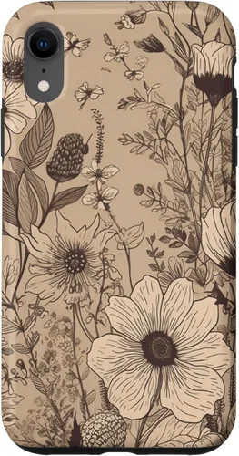 Vista 25 de Funda para iPhone 12 Pro Max Beige Tan Wildflower Floral Minimal Flower Boho