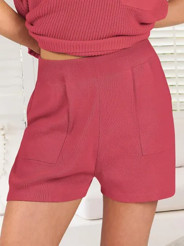 Vista 6 de ANRABESS Conjunto de dos piezas para mujer, suéter corto, suéter y pantalones cortos, conjunto de ropa de descanso