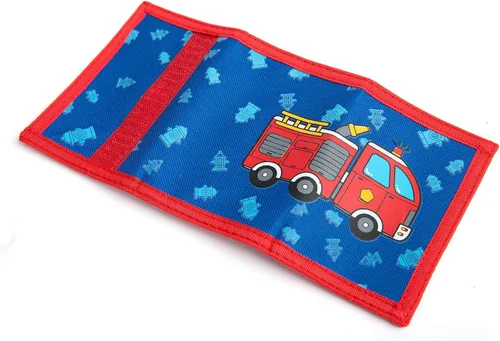 Vista 5 de AI-DEE RFID Trifold lona al aire libre de la historieta de la cartera para los niñosdelgado bolsillo frontal cartera con cremallera, Fire Engine