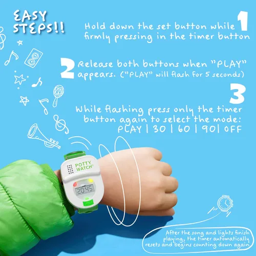 Vista 3 de Reloj recordatorio de hora para ir al baño para niños, talla única , Azul