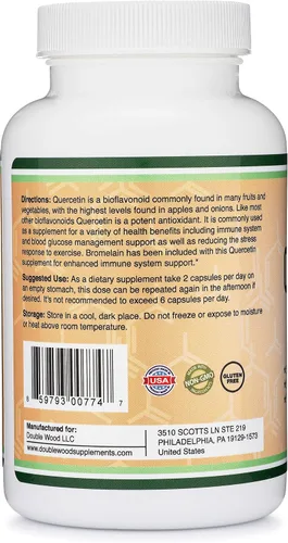 Vista 6 de Double Wood Supplements Paquete de quercetina y zinc: apoya la salud del sistema inmunológico (120 unidades de quercetina y 300 unidades de zinc)
