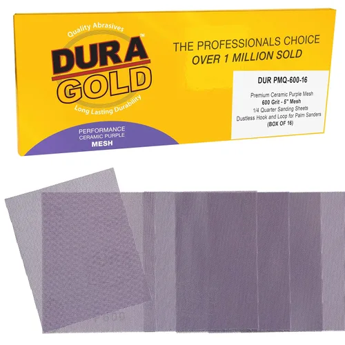 Vista 7 de Dura-Gold Papel de lija de malla de cerámica púrpura de grano 80 de alta calidad, tamaño de 1/4 hoja, caja de 16-4.5 x 5.5 pulgadas, parte trasera