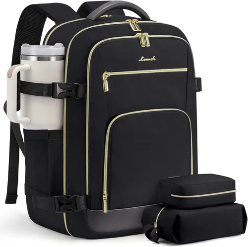Vista 52 de LOVEVOOK Mochila de viaje para mujer y hombre, Beige, Mochilas de viaje