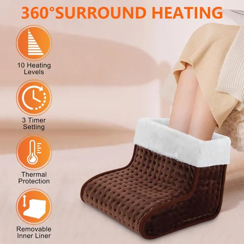 Vista 8 de CYFIE Calentador de pies debajo del escritorio, almohadilla térmica eléctrica para mujeres y hombres, calentadores de pies con 10 ajustes de calor