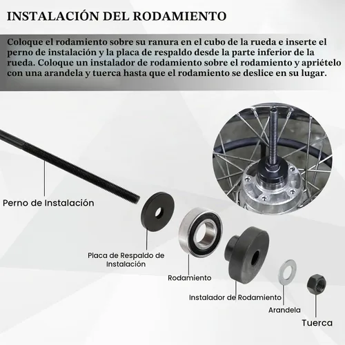Vista 4 de ReluxGo Kit de herramientas de extracción de rodamientos de rueda para Harley Davidson, herramienta de extracción e instalación de rodamientos