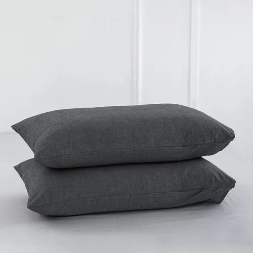 Vista 13 de MooMee Juego de 2 fundas de almohada de cuadros 100% algodón lavado con textura parecida al lino, transpirable, duradera, suave y cómoda