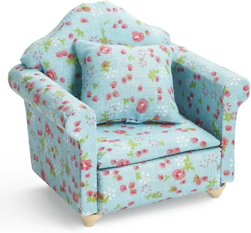 Vista 16 de Odoria 1/12 Silla en miniatura Sillón Casa de muñecas Muebles Accesorios, Azul Oscuro