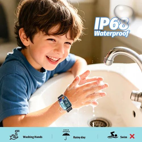 Vista 6 de Reloj inteligente para niños, rastreador de fitness, no necesita teléfono/aplicación, 19 modos deportivos, pantalla DIY de 1.5", impermeable IP68