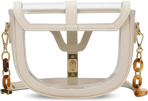 Vista 5 de KKXIU Bolso cruzado transparente para mujer, de piel vegana, aprobado para estadios, para concierto, al hombro, deportivo, bolso transparente