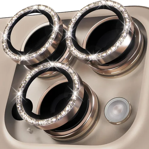 Vista 39 de YWXTW Diseñado para iPhone 14 Pro/iPhone 14 Pro Max Protector de Lente de Cámara Brillante, [Nuevo Diseño con Purpurina] Vidrio Templado de Metal