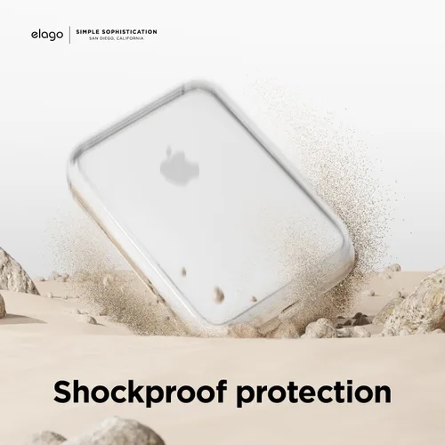 Vista 4 de Elago - Funda híbrida transparente para batería MagSafe Compatible con MagSafe, tecnología híbrida de PC + TPU, antiamarilleo, transparente, a