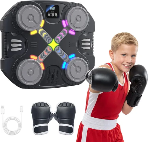 Vista 9 de Music Boxing Machine for Kids-Interactive Wall Mounted Punching Target with Sound & Lights,Smart Boxing Trainer Machine Fitness Game Gymnastics