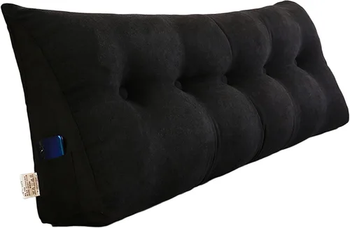 Vista 12 de Cojín de cama de lectura Queen – Almohada triangular de cuña para cabecero, soporte de posicionamiento trasero, relleno extra y funda extraíble