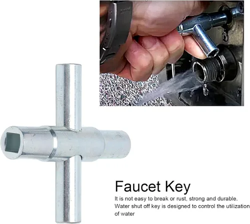 Vista 2 de Herramienta de llave Sillcock 4 en 1 para grifos de agua y grifos Llave de baño multifuncional