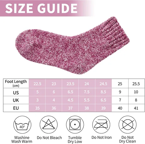 Vista 4 de Wool Socks for Women - Womens Wool Socks Winter Socks for men Warm Thick Knit Wool Soft Vintage Casual Crew Socks