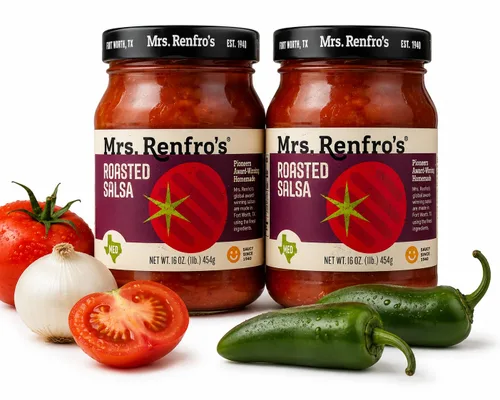 Vista 6 de Mrs. Renfro's Medium Salsa, 16 oz Jars (Pack of 2) – Gluten Free Medium Heat Tomato Salsa with Jalapeños, Onions & Peppers – Texas-Style Salsa for