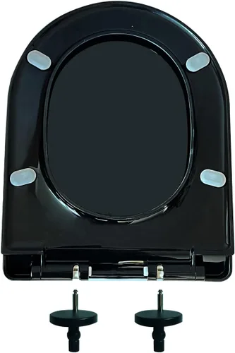 Vista 3 de WinZo PP080B-A Asiento de inodoro en forma de U Cierre suave Cierre rápido Plástico PP Top Instalación fácil, negro brillante