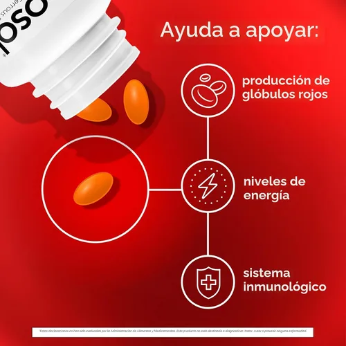 Vista 4 de Feosol Comprimidos Completos de Suplemento de Hierro, Hierro Bifera para Alta Absorción, Hemo y No Hemo de Doble Acción Minimiza los Efectos
