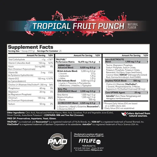 Vista 2 de PMD Sports Core Fuel Resistance, Performance & Recovery - BCAAs, EAA, betalanina, betaína anhidra, glutamina, electrolitos - crecimiento muscular