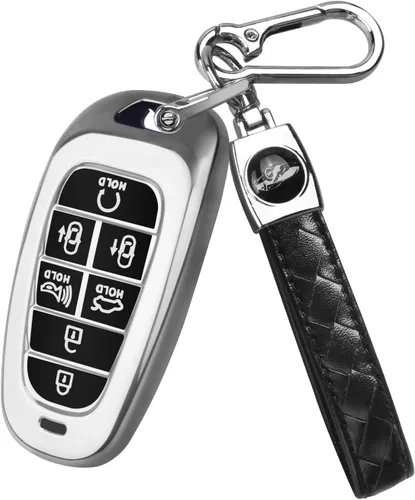 Vista 11 de MILD EAST Para Hyundai Funda para llavero Compatible con 7 botones 2023 2022 2021 2020 Hyundai Sonata Santa Fe Tucson Funda para llavero de TPU, A