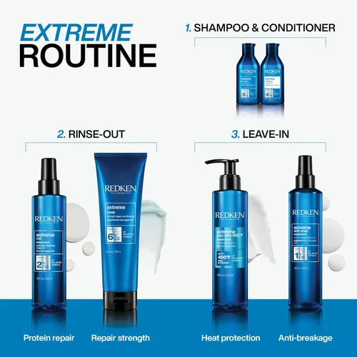 Vista 4 de Redken Extreme Shampoo - Strengthen & Repair Damaged Hair, For Damaged Hair, Infused With Proteins