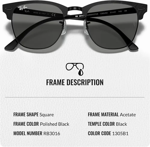 Vista 3 de Ray-Ban RB3016 CLUBMASTER MARBLE Gafas de sol de forma cuadrada con kit oficial de gafas
