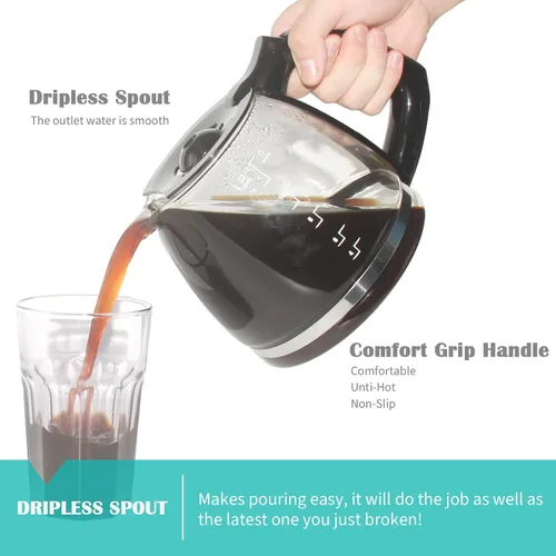 Vista 4 de Jarra de repuesto de 12 tazas compatible con cafetera Black and Decker modelo # CM1160B, CM1160W