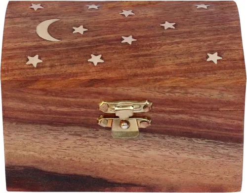 Vista 3 de ITOS365 Joyero de madera hecho a mano para mujer, organizador de joyas tallado a mano, Madera