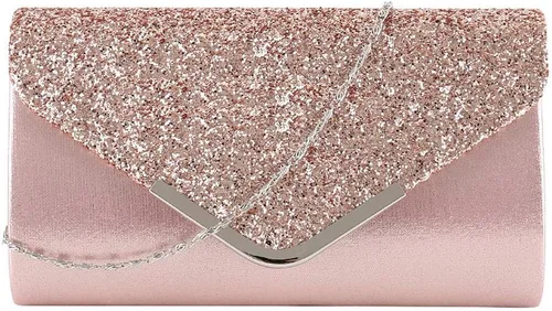 Vista 12 de Queena Bolso de mano de noche brillante con purpurina para mujer, bolso de mano con cadena para boda, fiesta, graduación, regalo para mamá, esposa