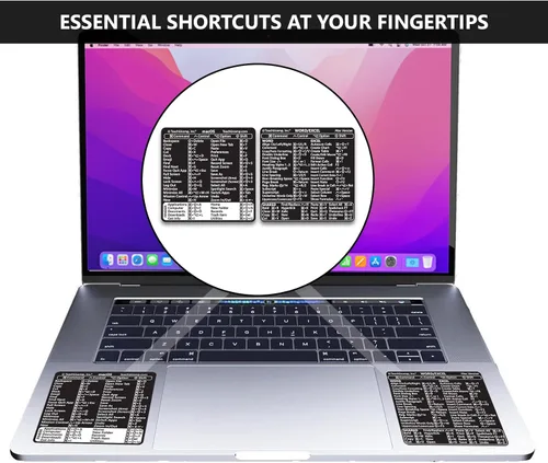 Vista 4 de TEACHUCOMP Adhesivo de atajos de teclado para Mac OS Plus Microsoft Word y Excel (para Mac/MacBook), ayuda de entrenamiento, hoja de trucos, vinilo