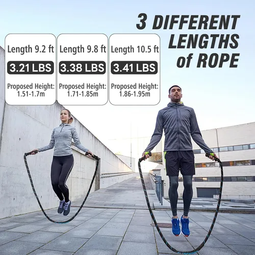 Vista 5 de Supertrip Cuerda de saltar con peso mejorada para fitness, hombres y mujeres, asas giratorias de segunda generación, 3.21 libras, 3.38 libras, 3.41