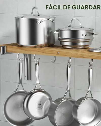 Vista 8 de Cooks Standard Sartén profunda, cubierta, de acero inoxidable revestido en múltiples capas, 5 cuartos de galón, 11 pulgadas., Acero inoxidable