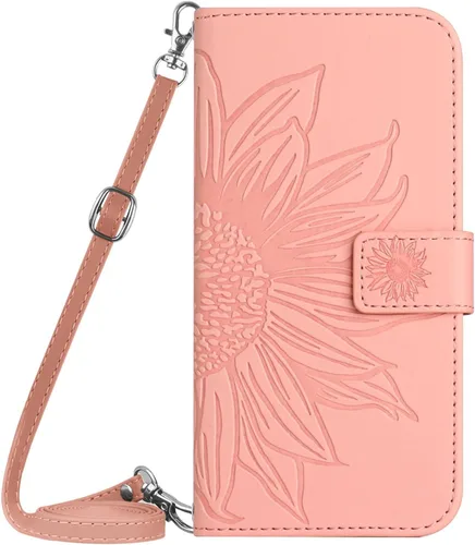 Vista 12 de XYX Wallet Case Compatible with Xiaomi Redmi Note 10s, Emboss Half Flower Floral PU Leather Flip Protective Case with Adjustable Shoulder Strap for