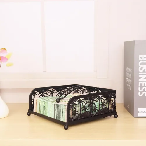 Vista 6 de Dispensador de servilleteros de forma cuadrada estilo árbol de coco, Palmtree para uso en interiores y exteriores con brazo pesado