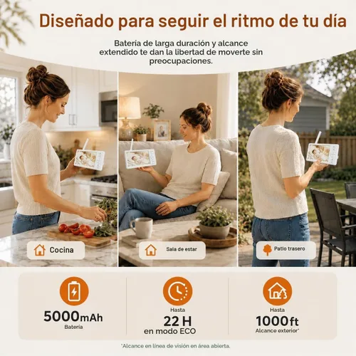 Vista 13 de Blemil Monitor de bebé WiFi inteligente de 5.5 pulgadas con cámara y audio