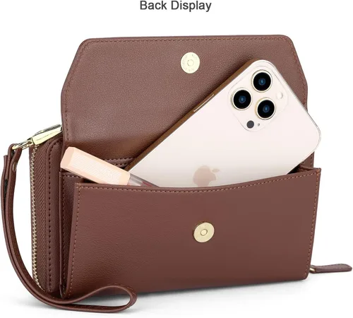 Vista 6 de nuoku Carteras para mujeres con ranuras para tarjetas de crédito con bloqueo RFID de gran capacidad