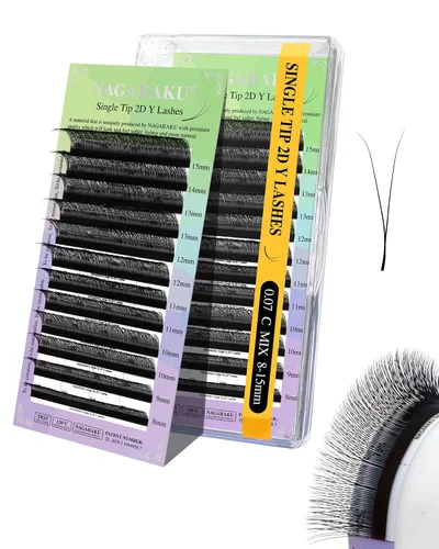 Vista 87 de NAGARAKU YY - Extensiones de pestañas, suministros Y, Lash 4D, Easy Fan, pestañas cruzadas de volumen ruso, pestañas YY, tejidas a mano, malla