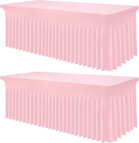 Vista 44 de Smiry Mantel de Spandex, Mantel Elástico Ajustable Extensible para Mesas Rectangulares de 6 Pies, Falda Cubierta de Mesa Impermeable y Lavable