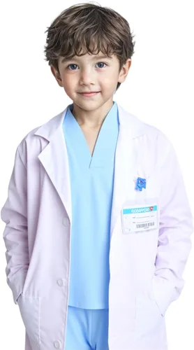 Vista 3 de Disfraz de médico para niños, disfraz de médico de Halloween, cumpleaños, cosplay, día de la carrera, juego de rol Azul