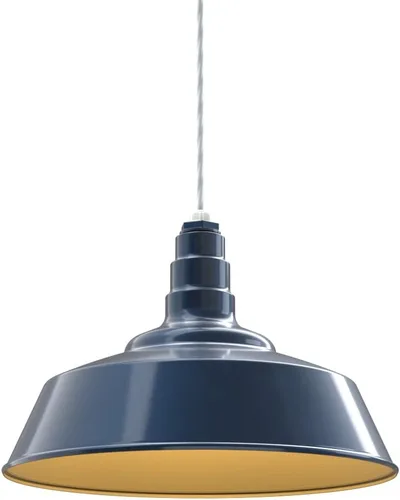 Vista 45 de Steel Lighting Co. Manhattan Warehouse Light Colgante montado en el techo Cúpula de 20 pulgadas vástago de 12 pulgadas Luz de granero