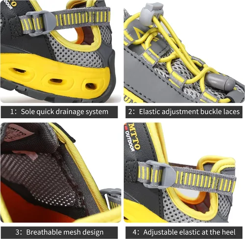 Vista 3 de HUMTTO Zapatos de agua anfibios para hombre, sandalias de senderismo al aire libre para hombre, sandalias de verano antideslizantes de secado