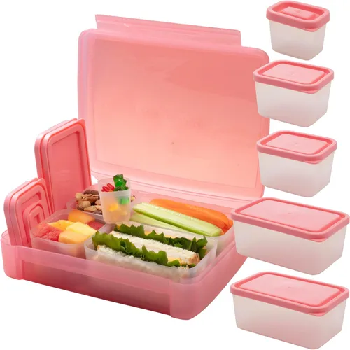 Vista 12 de BENTOLOGY - Lonchera Bento a prueba de fugas con 5 recipientes extraíbles - Fruta/Multicolor