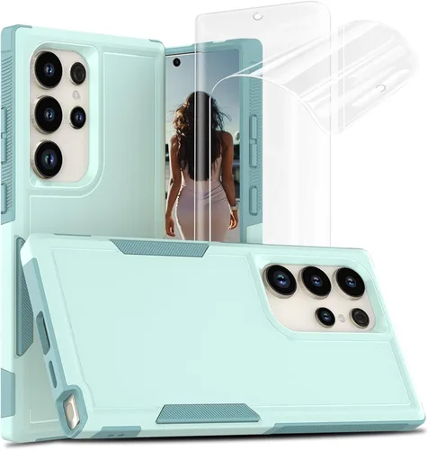 Vista 73 de Jeylly Funda para Samsung Galaxy S10 Plus S10+, ajuste delgado, doble capa, resistente, absorción de golpes, TPU con carcasa trasera de Negro