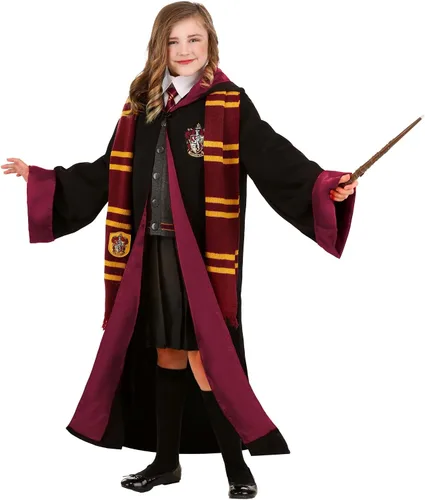 Vista 9 de Disfraz de Hermione Granger de Harry Potter de lujo para niños, bata de Hermione Gryffindor, bata de mago con capucha