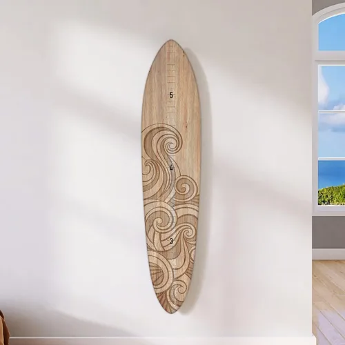 Vista 8 de HEADWATERS STUDIO Medidor de Crecimiento de Tabla de Surf de Madera para Decoración de Pared - Decoración de Pared de Tabla de Surf para Cuarto