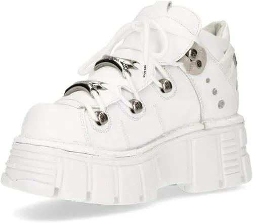 Vista 5 de New Rock 106N Tower - Botas de tobillo para mujer, 100% piel, estilo gótico, con plataforma punk, a la moda