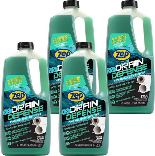 Vista 6 de Zep Drain Defense - Removedor de acumulación de tuberías - 64 onzas - ZLDC648 - Removedor de acumulación de tuberías líquidas de fuerza profesional